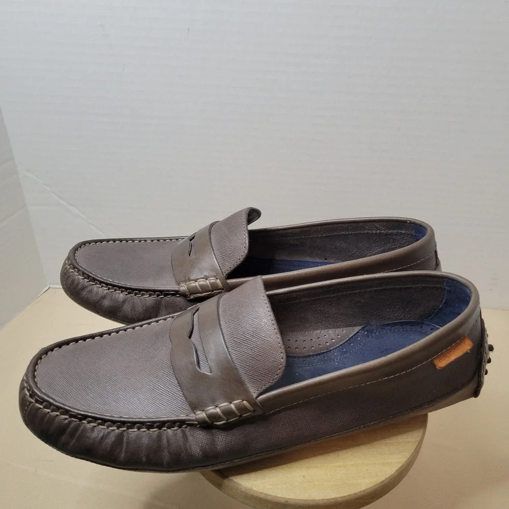 Cole Haan Howland Mens Brown Textured Leather Driving Penny Loafers C27353 10M